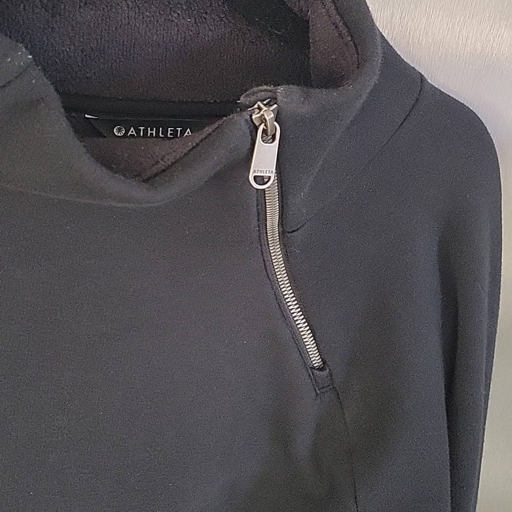 ATHLETA Cozy Karma Asymmetric Sweatshirt Dress Black Size Small Petite - Picture 8 of 10